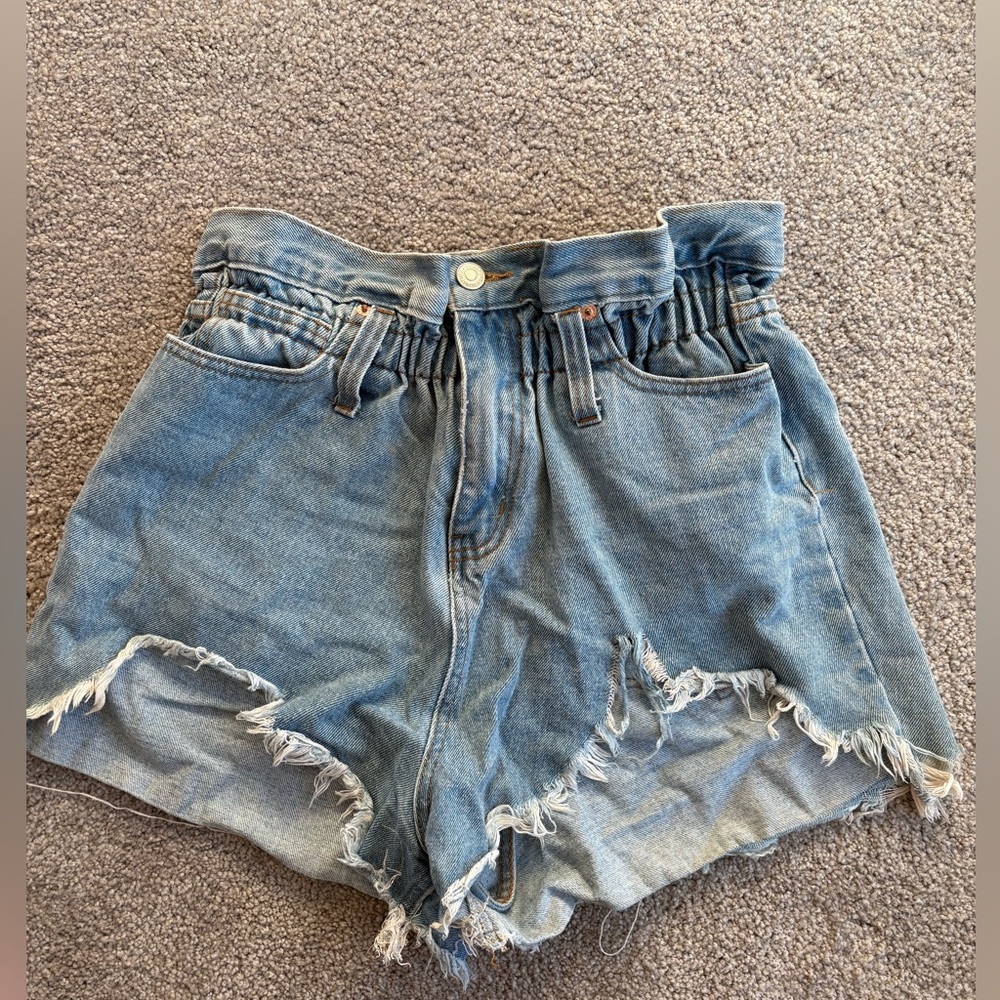 Signature8 Light Blue Frayed Jean Shorts